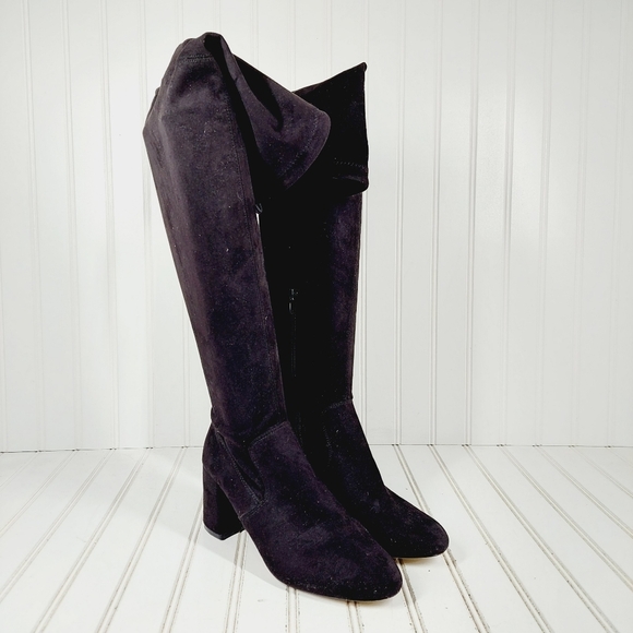 Steve Madden Osana Black Over-The-Knee Block Heel Faux Suede Boots K832 - Picture 4 of 12